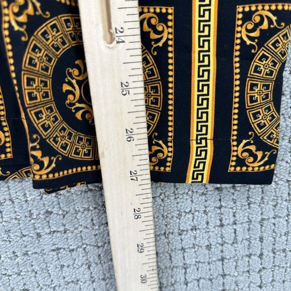 Casa Moda Couture Shirt Mens Size S Black Mustard Button Down Greek Pattern - Picture 6 of 9